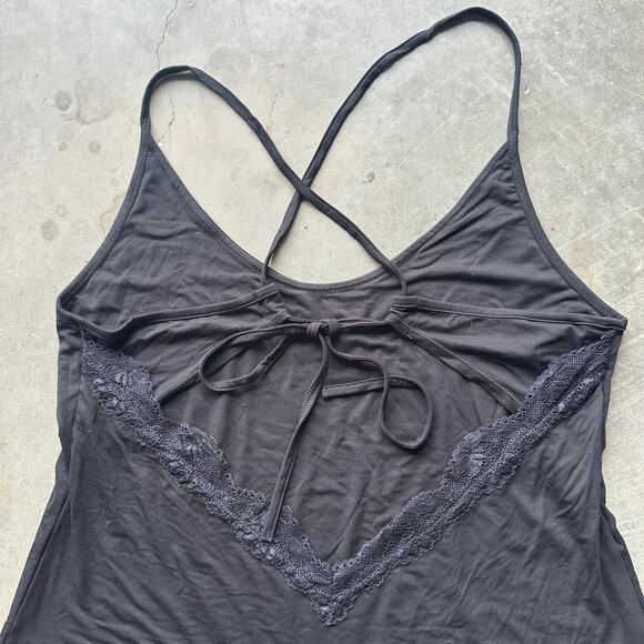 P'tula Lace-Trim Strappy Back Tank Top Women's Size Medium Black Sleepwear - Picture 9 of 12